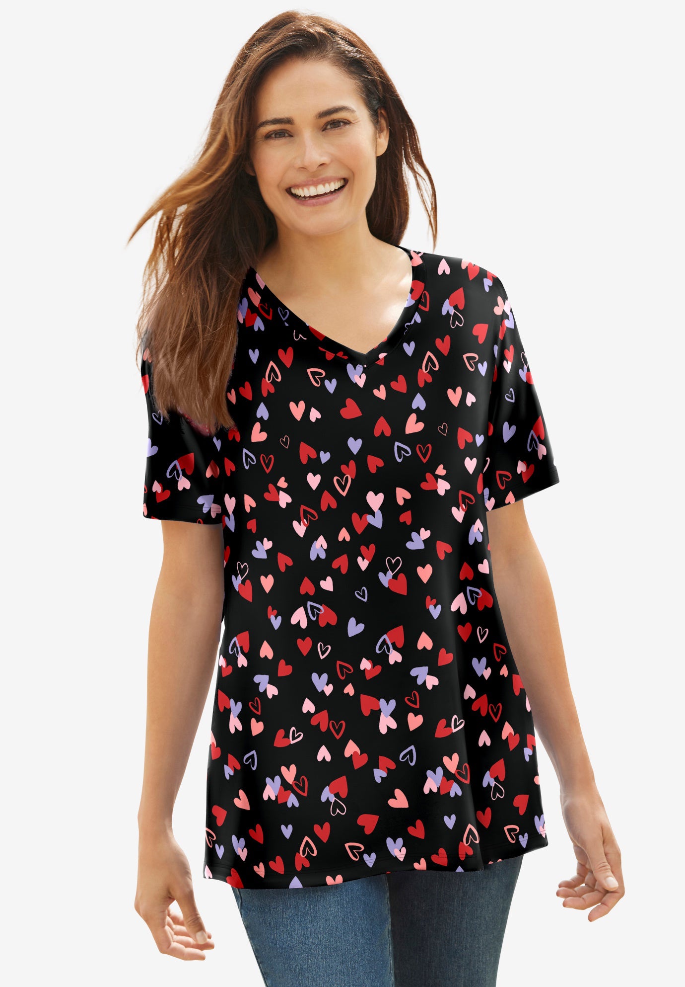 Perfect Printed Short-Sleeve V-Neck Tee image number 0