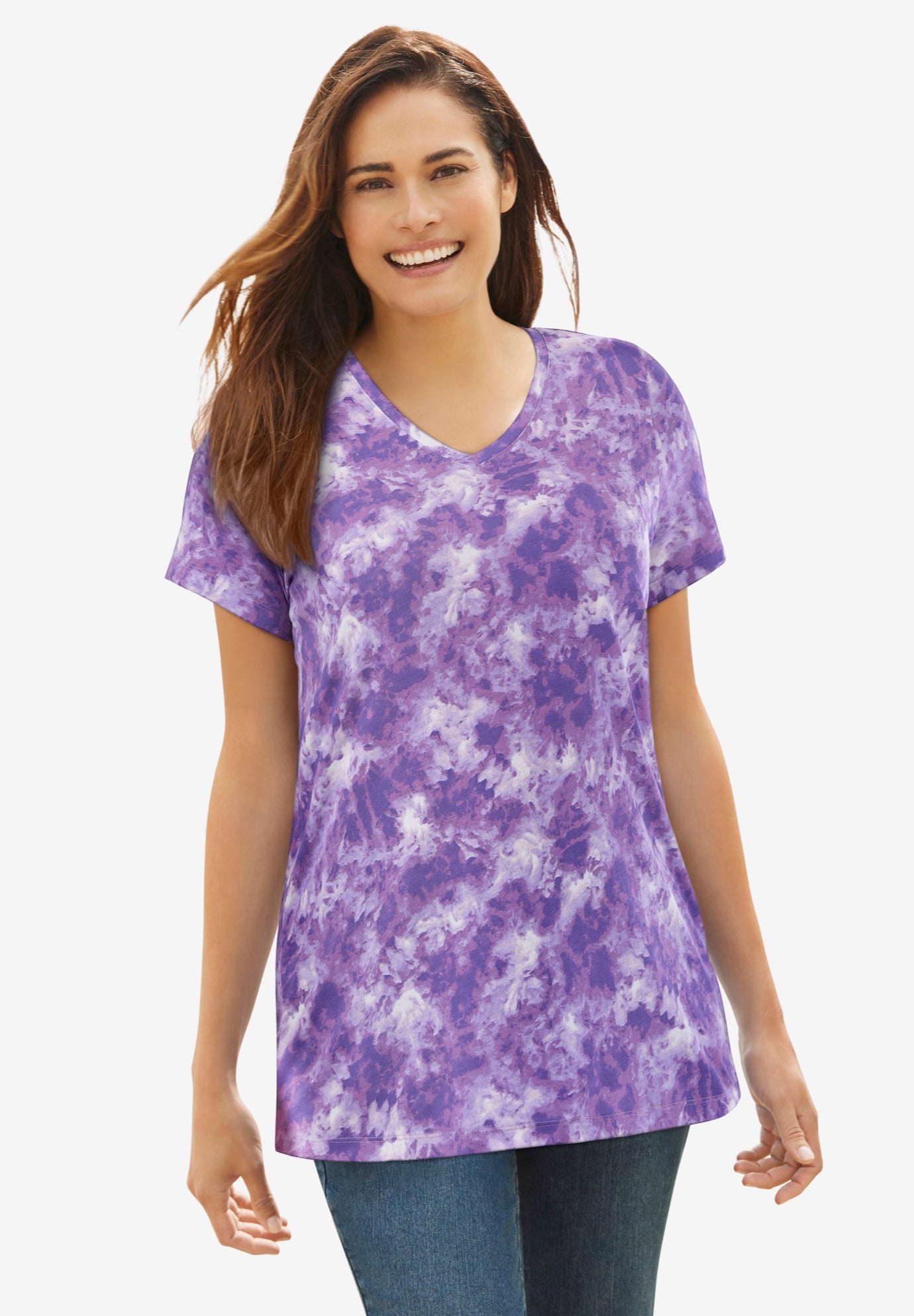 Perfect Printed Short-Sleeve V-Neck Tee image number 0