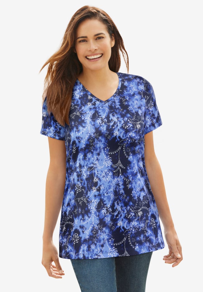 Perfect Printed Short-Sleeve V-Neck Tee image number 0