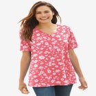 Perfect Printed Short-Sleeve V-Neck Tee image number null