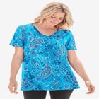 Perfect Printed Short-Sleeve V-Neck Tee image number null