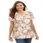 Perfect Printed Short-Sleeve V-Neck Tee image number null