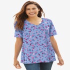 Perfect Printed Short-Sleeve V-Neck Tee image number null