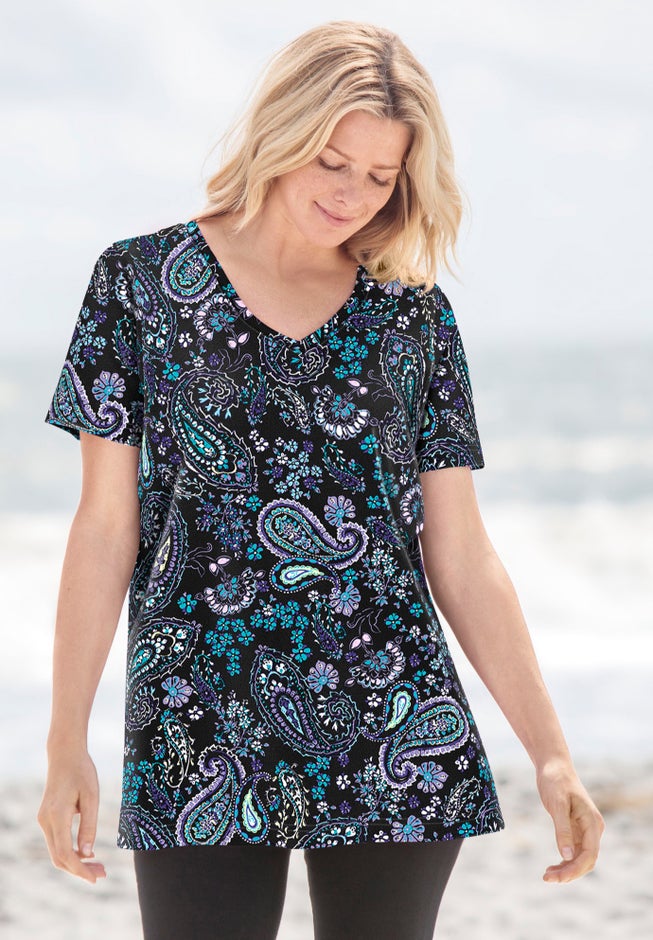 Perfect Printed Short-Sleeve V-Neck Tee image number 6