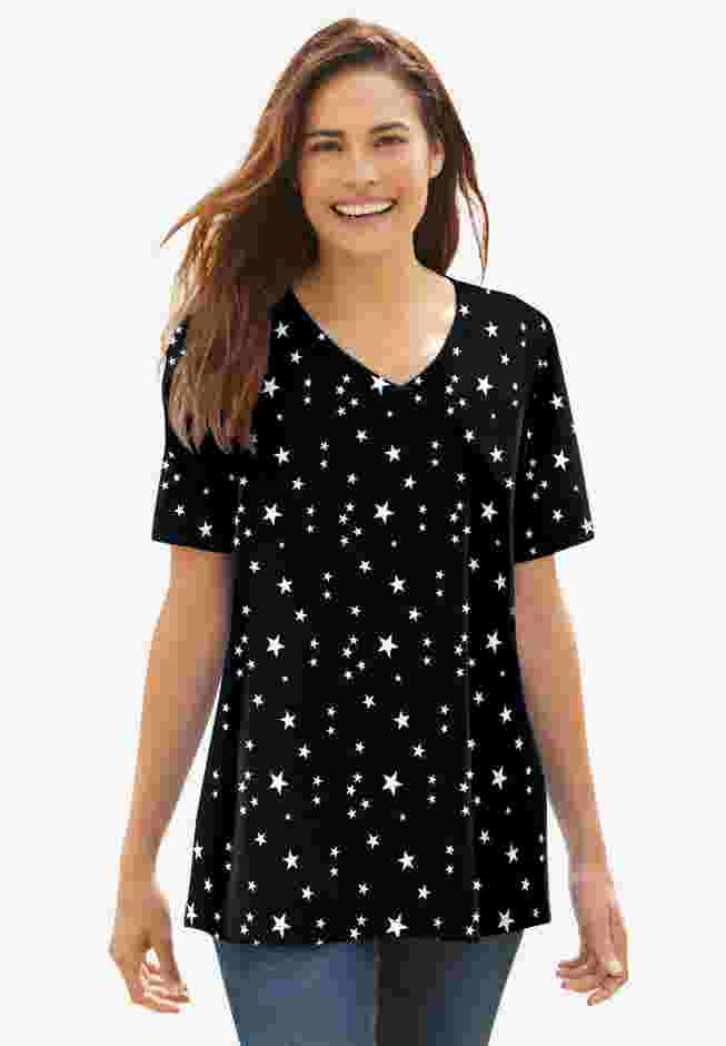 Perfect Printed Short-Sleeve V-Neck Tee image number 0