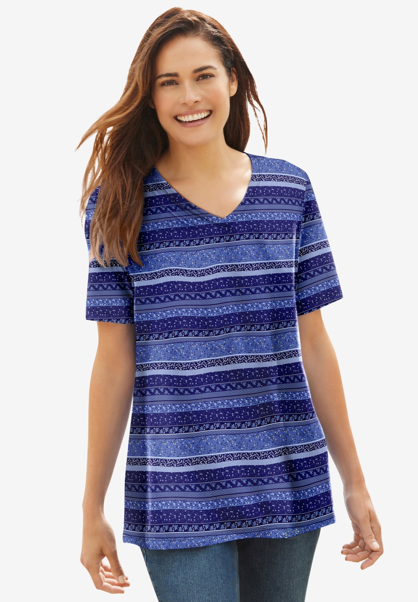 Perfect Printed Short-Sleeve V-Neck Tee image number 0