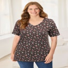 Perfect Printed Short-Sleeve V-Neck Tee image number null