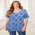 Perfect Printed Short-Sleeve V-Neck Tee image number null