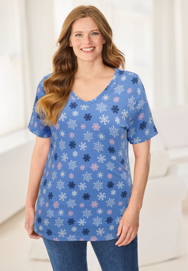 Perfect Printed Short-Sleeve V-Neck Tee image number 0