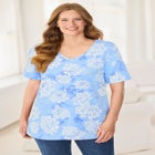 Perfect Printed Short-Sleeve V-Neck Tee image number null