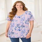 Perfect Printed Short-Sleeve V-Neck Tee image number null