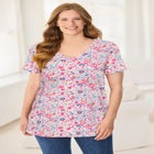 Perfect Printed Short-Sleeve V-Neck Tee image number null