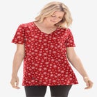 Perfect Printed Short-Sleeve V-Neck Tee image number null