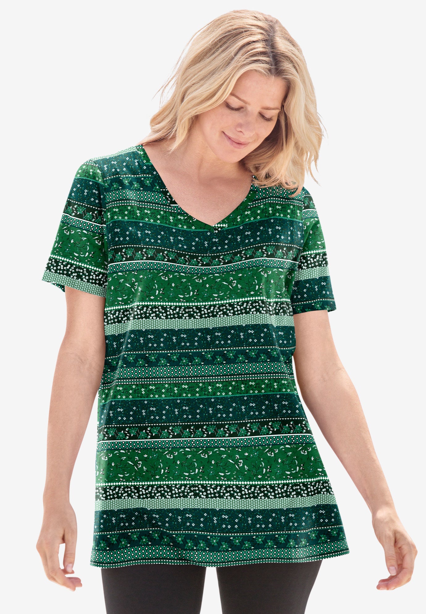 Perfect Printed Short-Sleeve V-Neck Tee image number 0