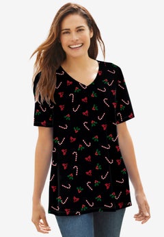 Perfect Printed Short-Sleeve V-Neck Tee