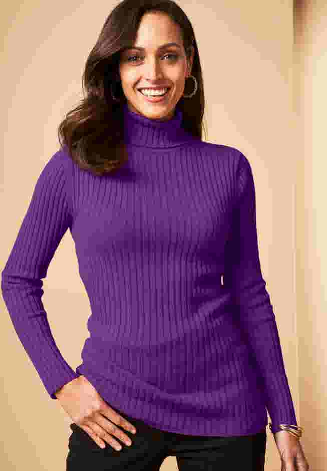 Ribbed Cotton Turtleneck Sweater image number 0