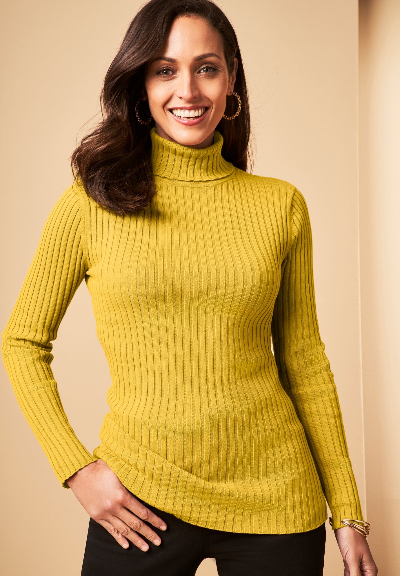 Ribbed Cotton Turtleneck Sweater image number 0