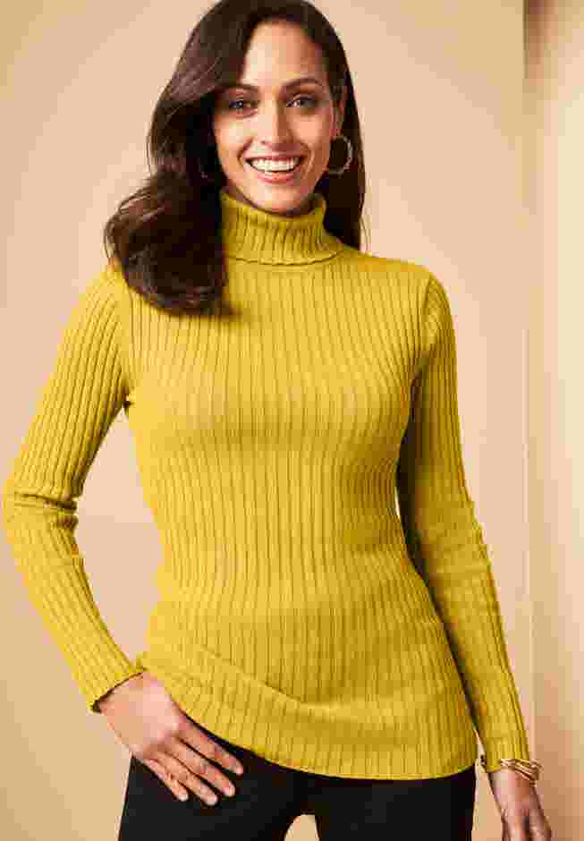Ribbed Cotton Turtleneck Sweater image number 0