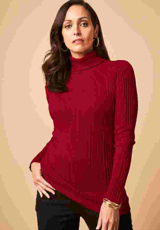 Ribbed Cotton Turtleneck Sweater image number 0
