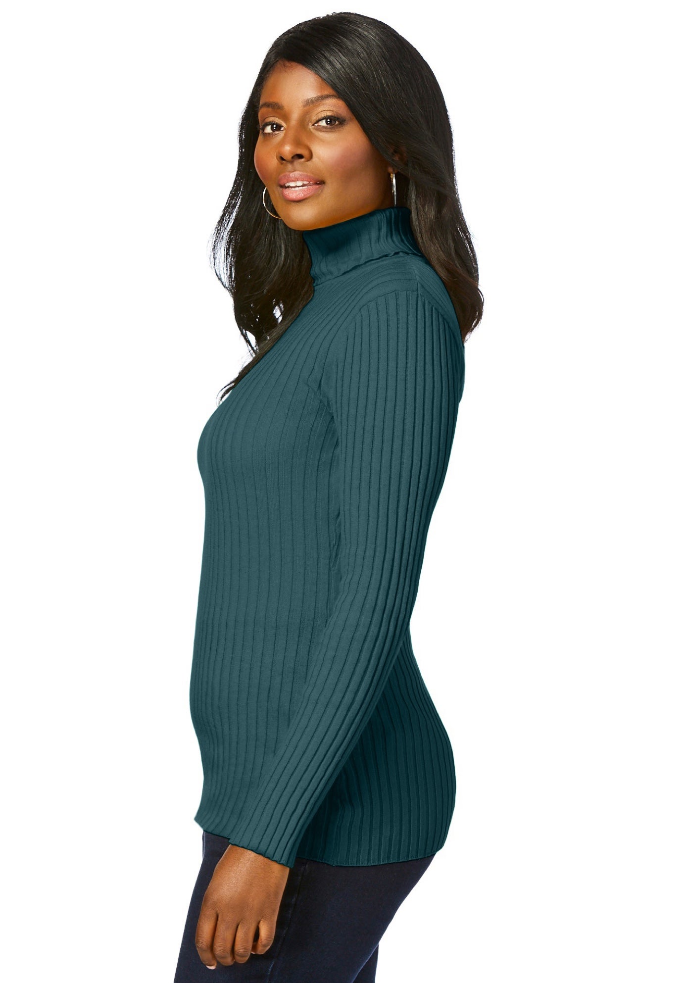 Ribbed Cotton Turtleneck Sweater image number 2