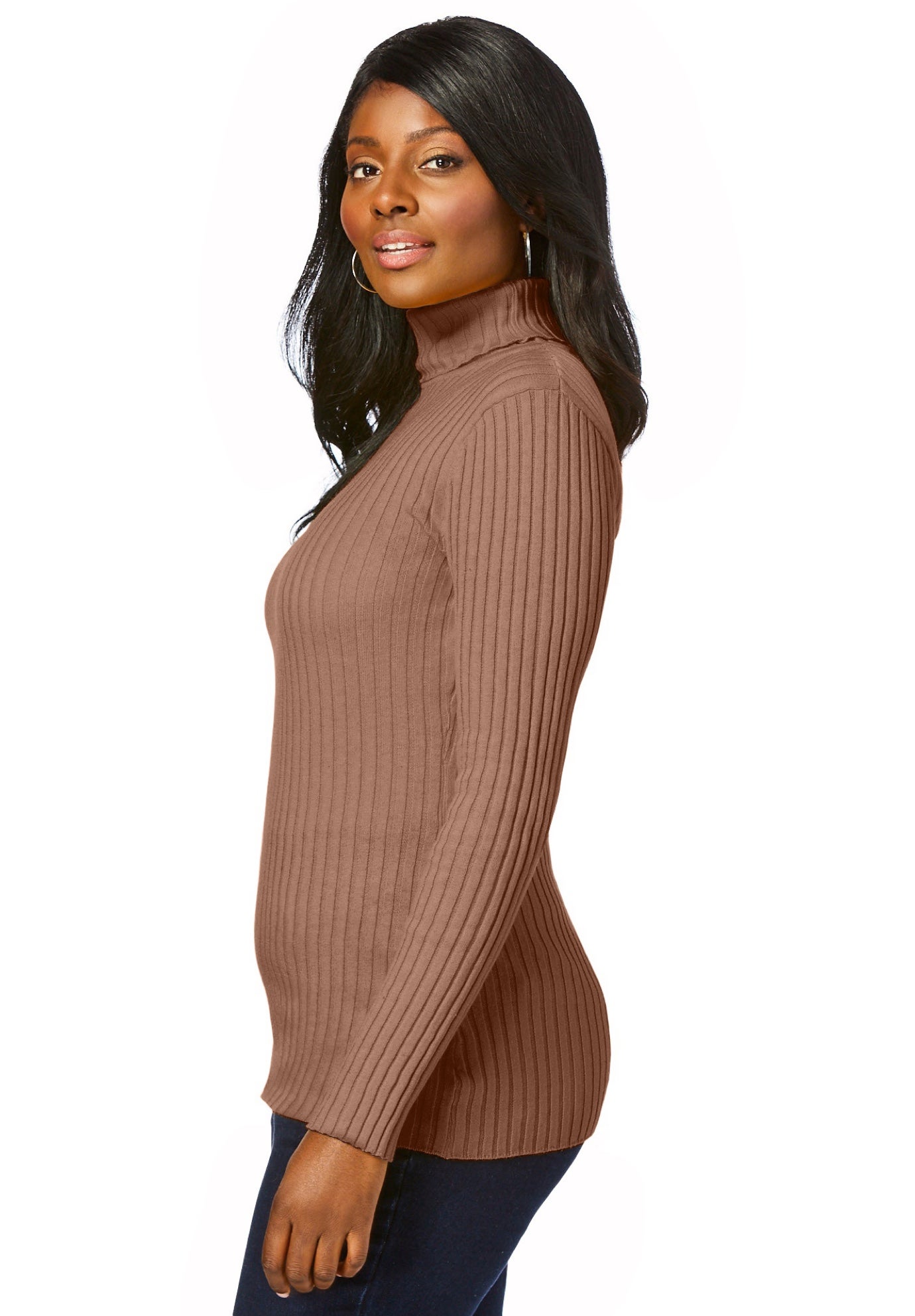 Ribbed Cotton Turtleneck Sweater image number 2