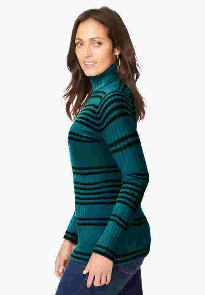 Ribbed Cotton Turtleneck Sweater image number 3