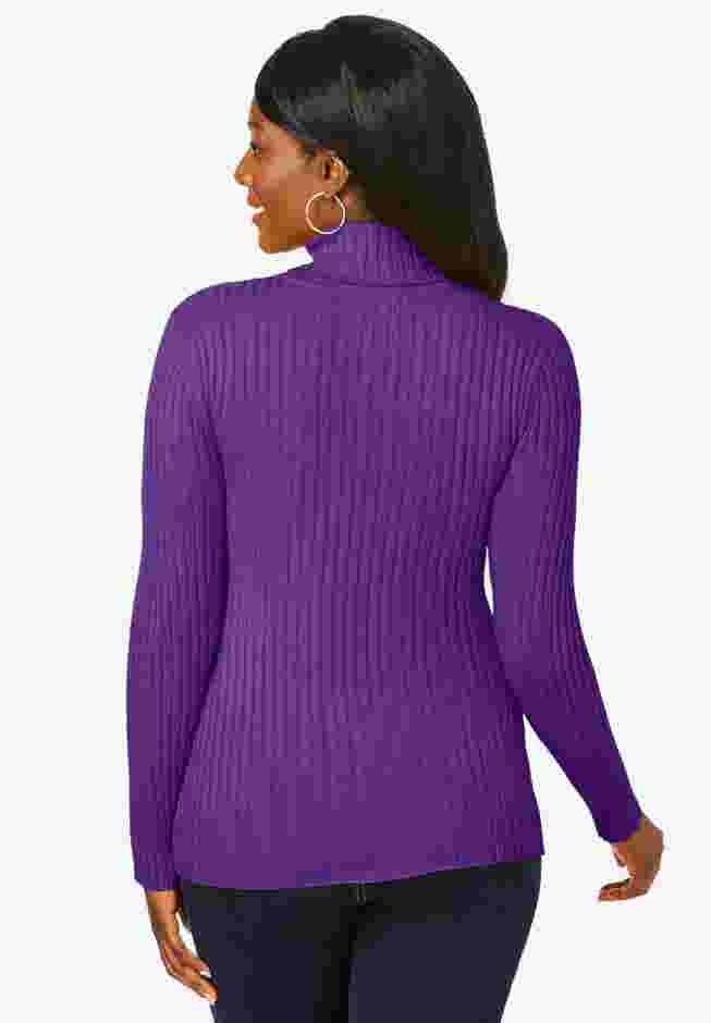 Ribbed Cotton Turtleneck Sweater image number 2