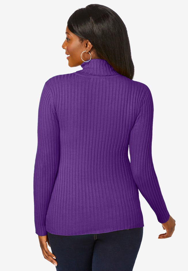 Ribbed Cotton Turtleneck Sweater image number 2