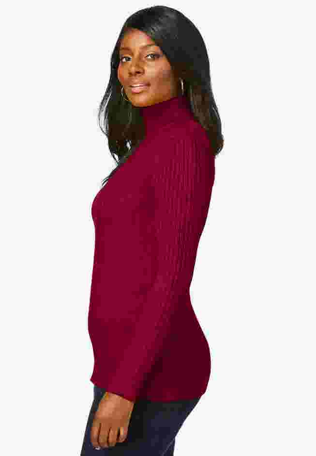 Ribbed Cotton Turtleneck Sweater image number 2