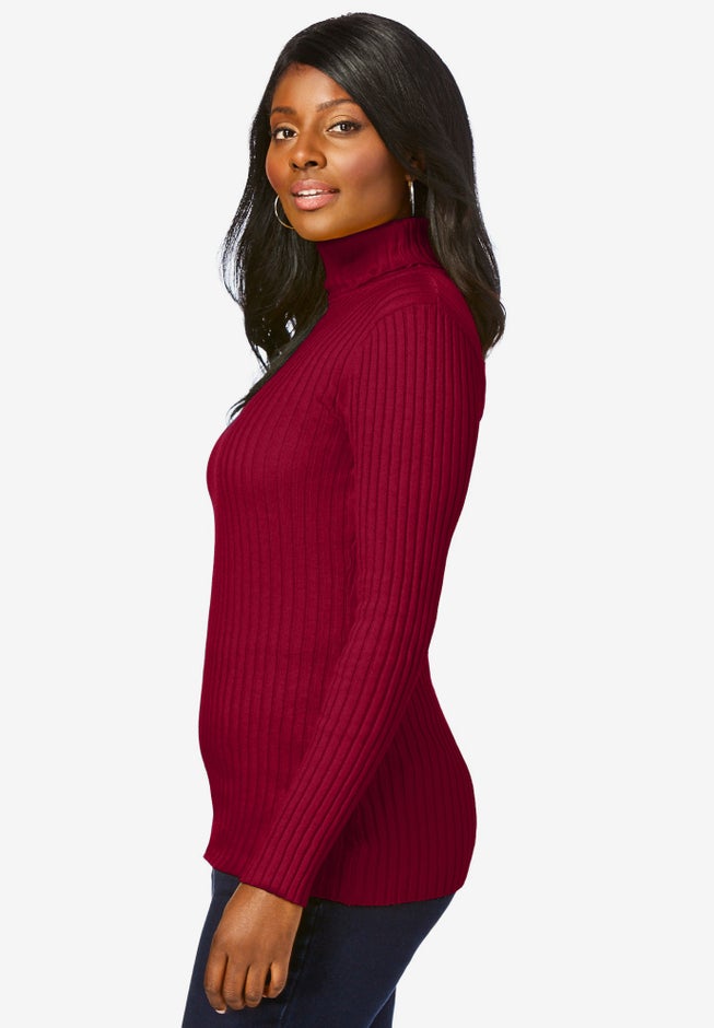 Ribbed Cotton Turtleneck Sweater image number 3