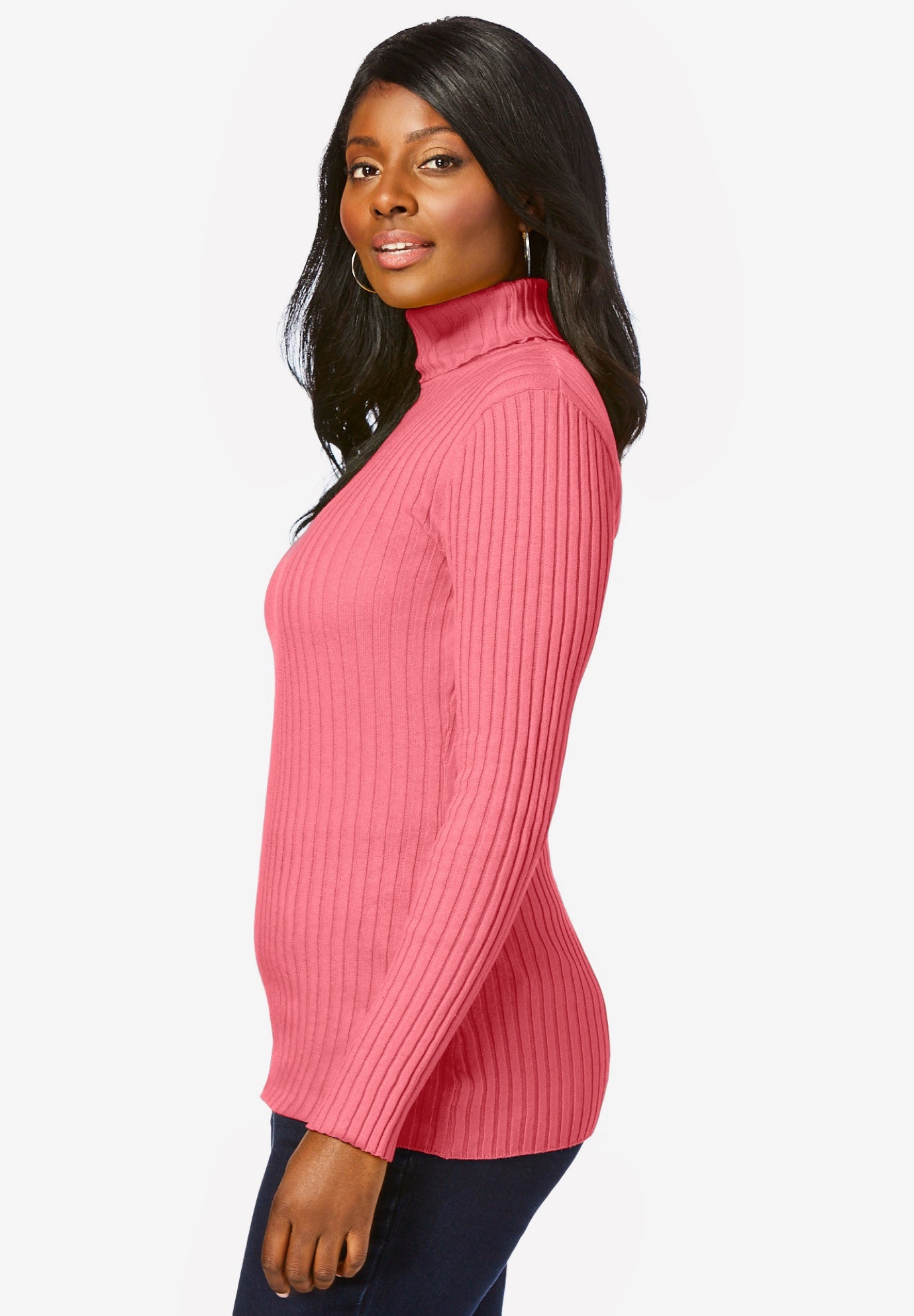 Ribbed Cotton Turtleneck Sweater image number 3