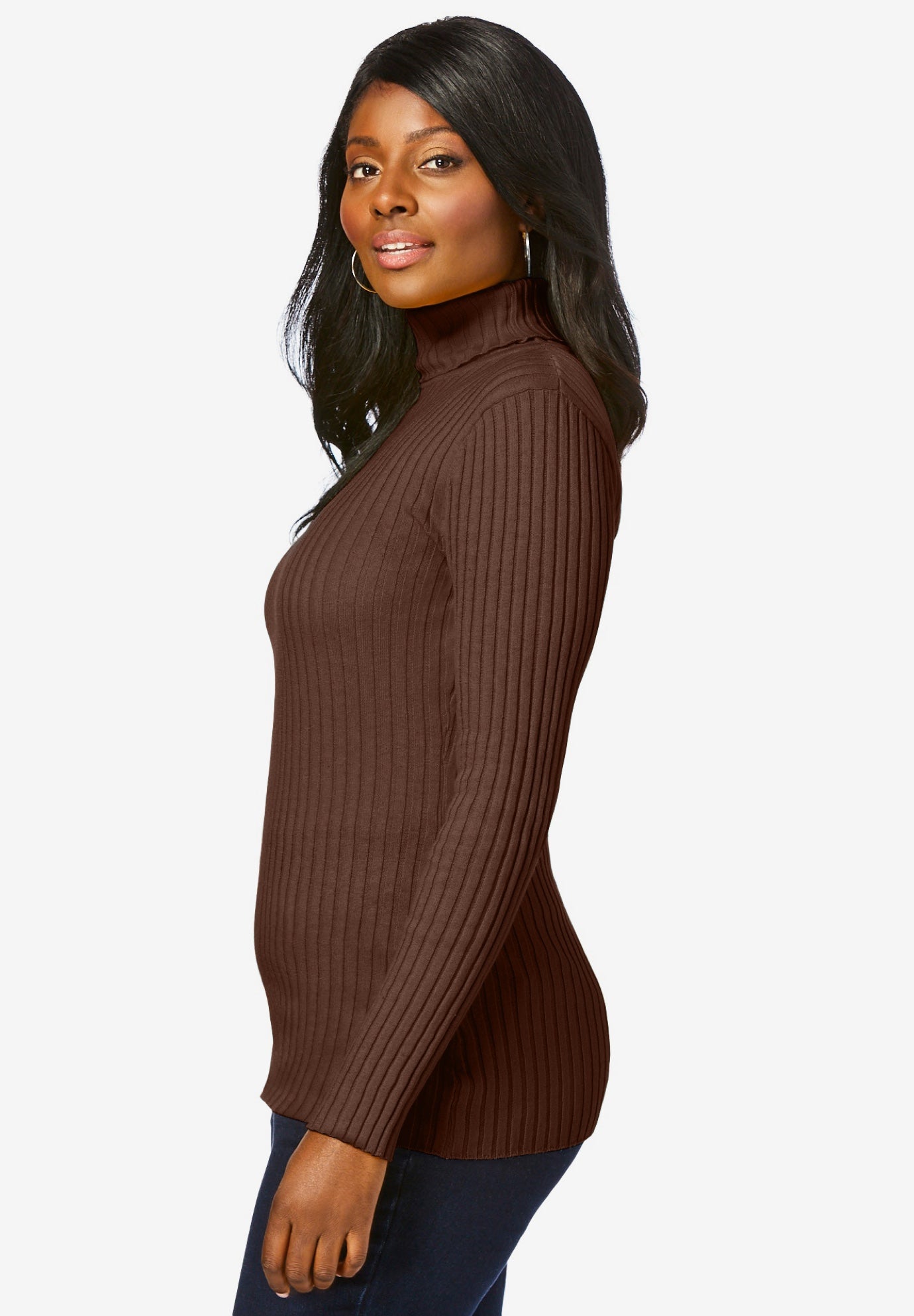Ribbed Cotton Turtleneck Sweater image number 3