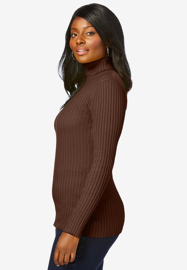 Ribbed Cotton Turtleneck Sweater image number 3