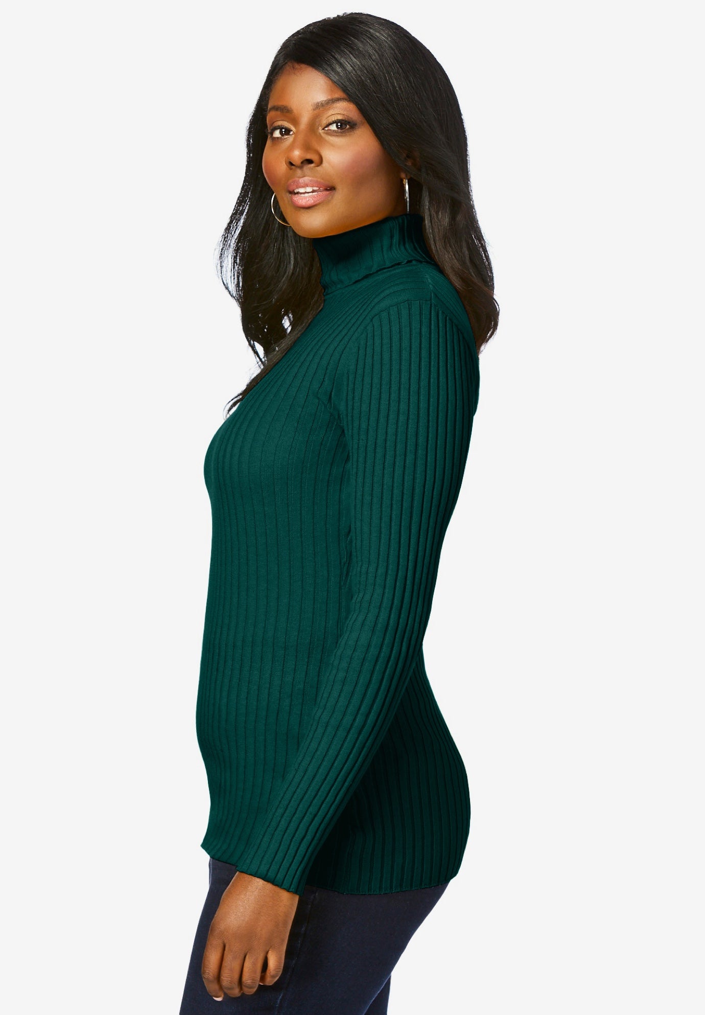 Ribbed Cotton Turtleneck Sweater image number 3