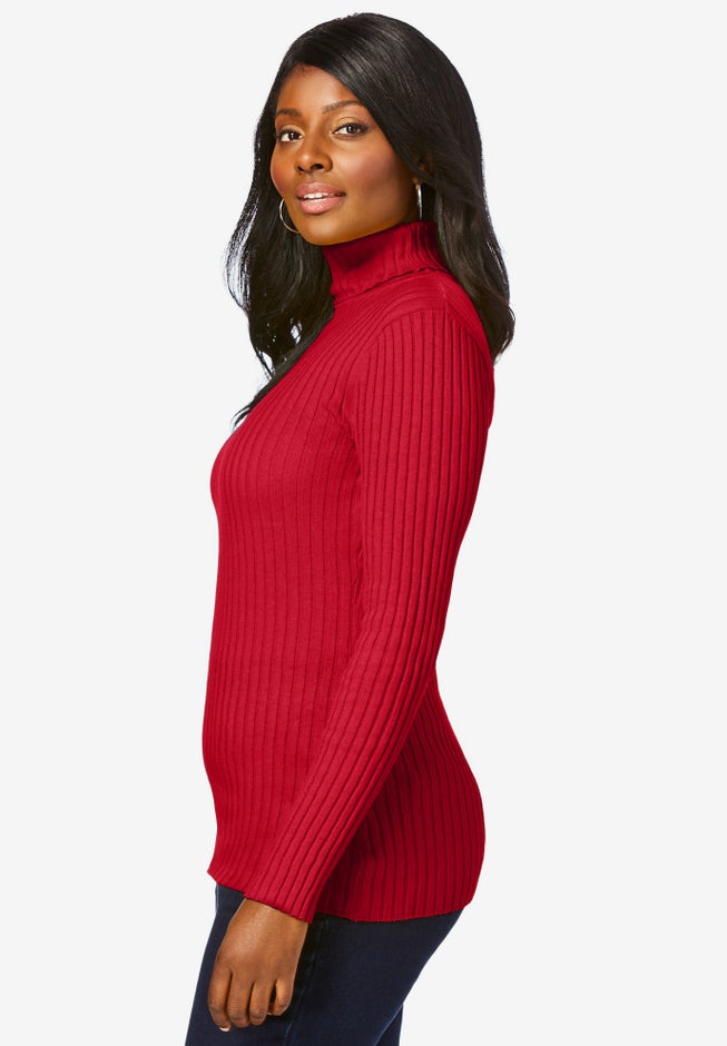 Ribbed Cotton Turtleneck Sweater image number 3