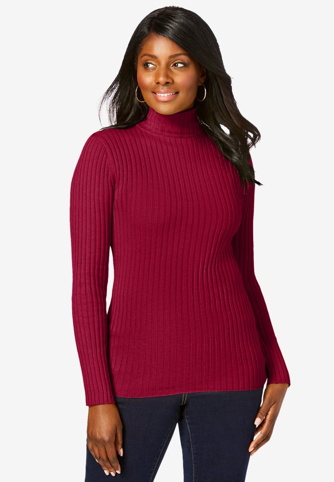 Ribbed Cotton Turtleneck Sweater image number 1