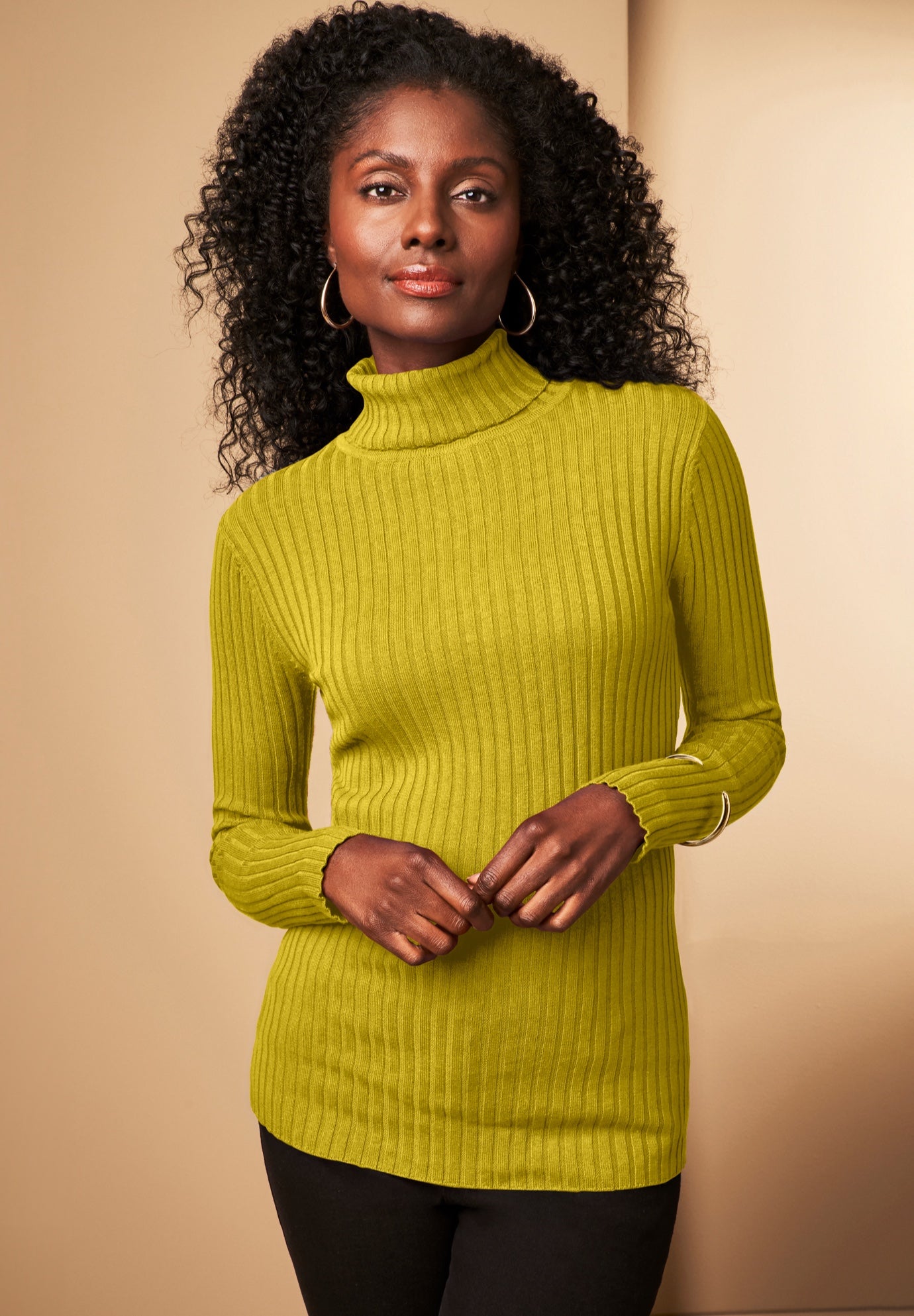 Ribbed Cotton Turtleneck Sweater image number 0