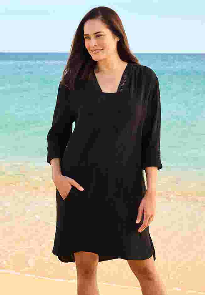 Embroidered Cotton Gauze Cover-Up image number 0