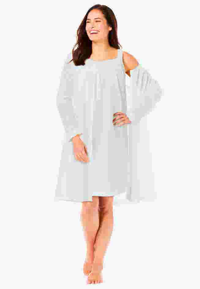Short 2-Piece Cabbage-Rose Peignoir Set image number 0