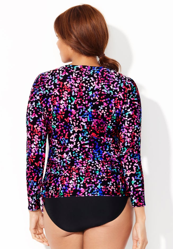 Chlorine Resistant Side-Tie Long Sleeve Swim Shirt Rash Guard image number 1