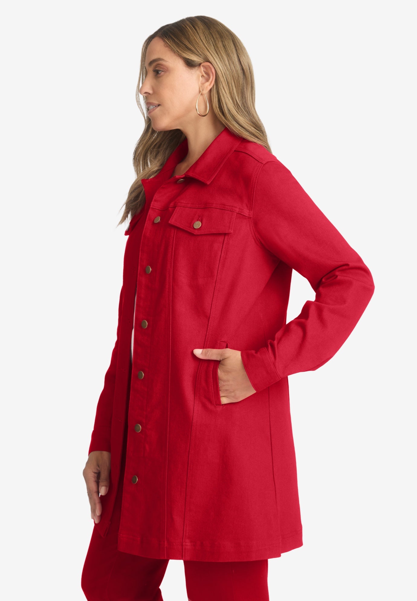 Women Denim Jacket Slim Mid Length