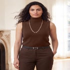 Cotton Cashmere Sleeveless Turtleneck Shell image number 0