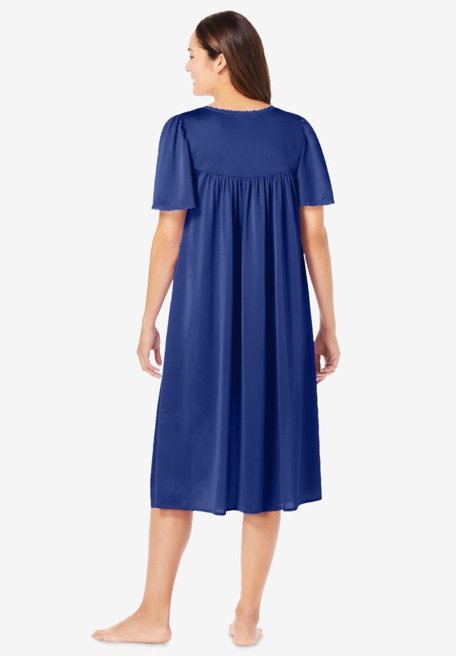 Short Silky Lace-Trim Gown image number 1