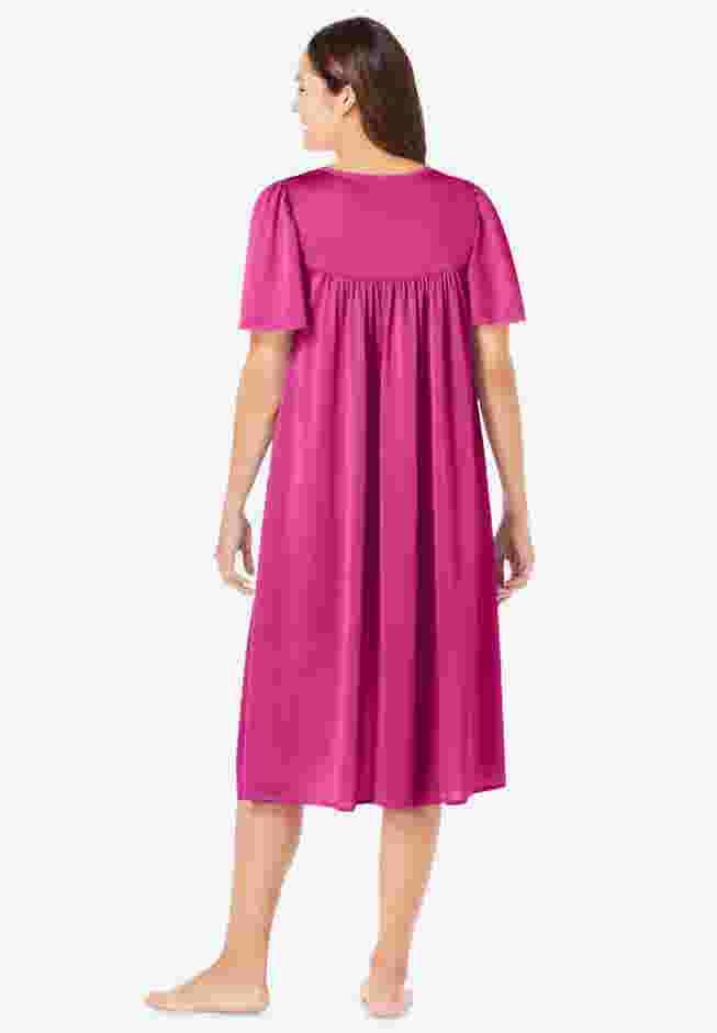 Short Silky Lace-Trim Gown image number 1