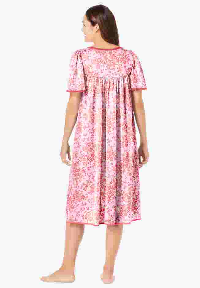 Short Silky Lace-Trim Gown image number 1