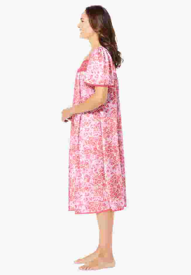 Short Silky Lace-Trim Gown image number 2