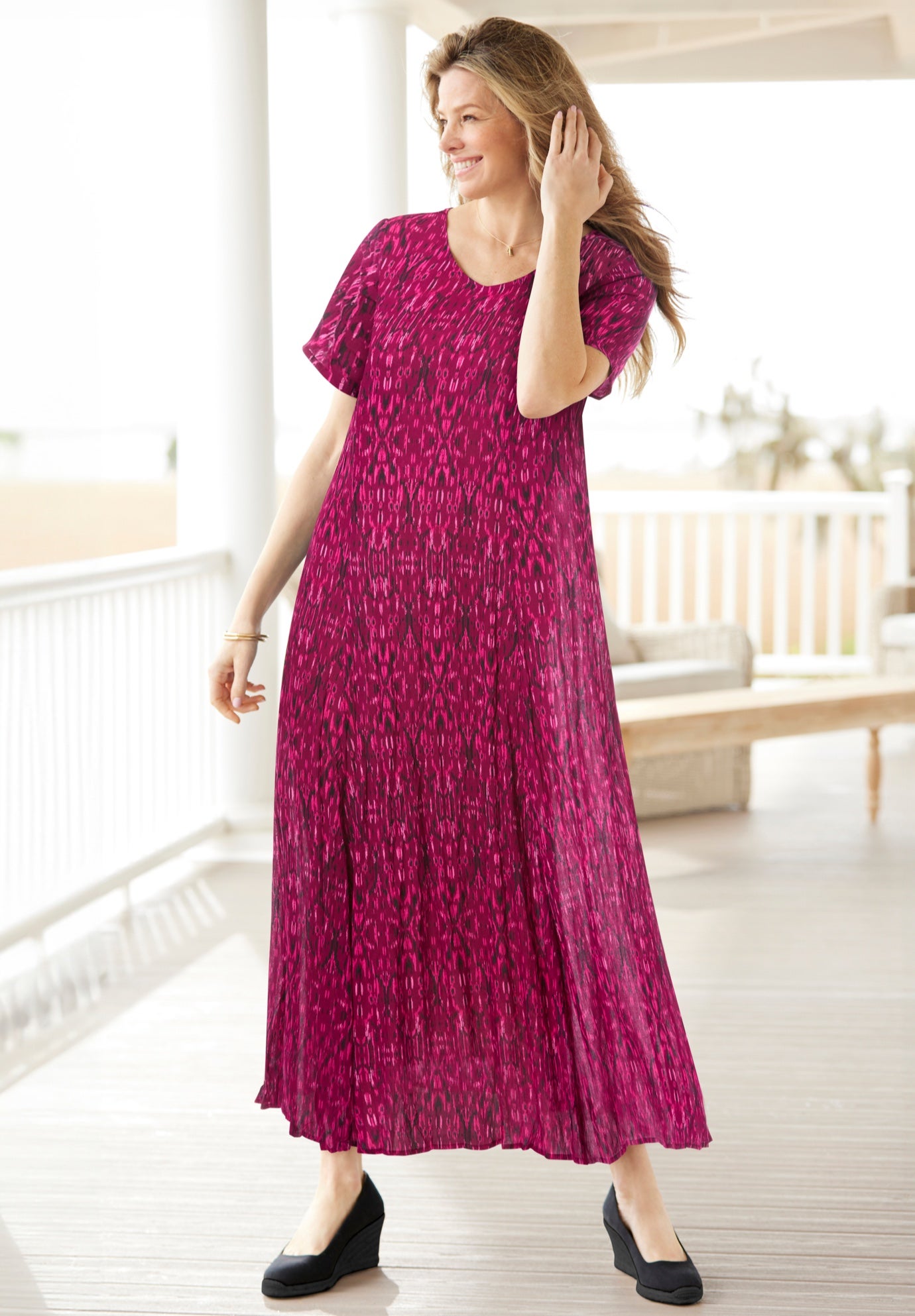 Short-Sleeve Crinkle Dress image number 0