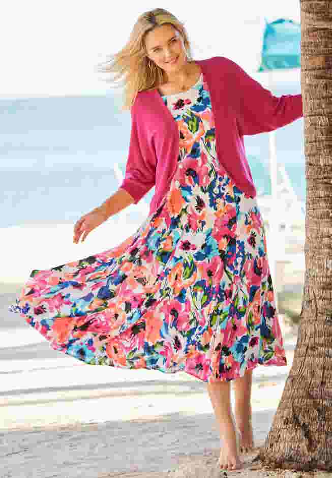 Short-Sleeve Crinkle Dress image number 2
