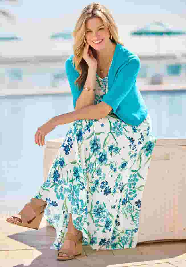Short-Sleeve Crinkle Dress image number 4