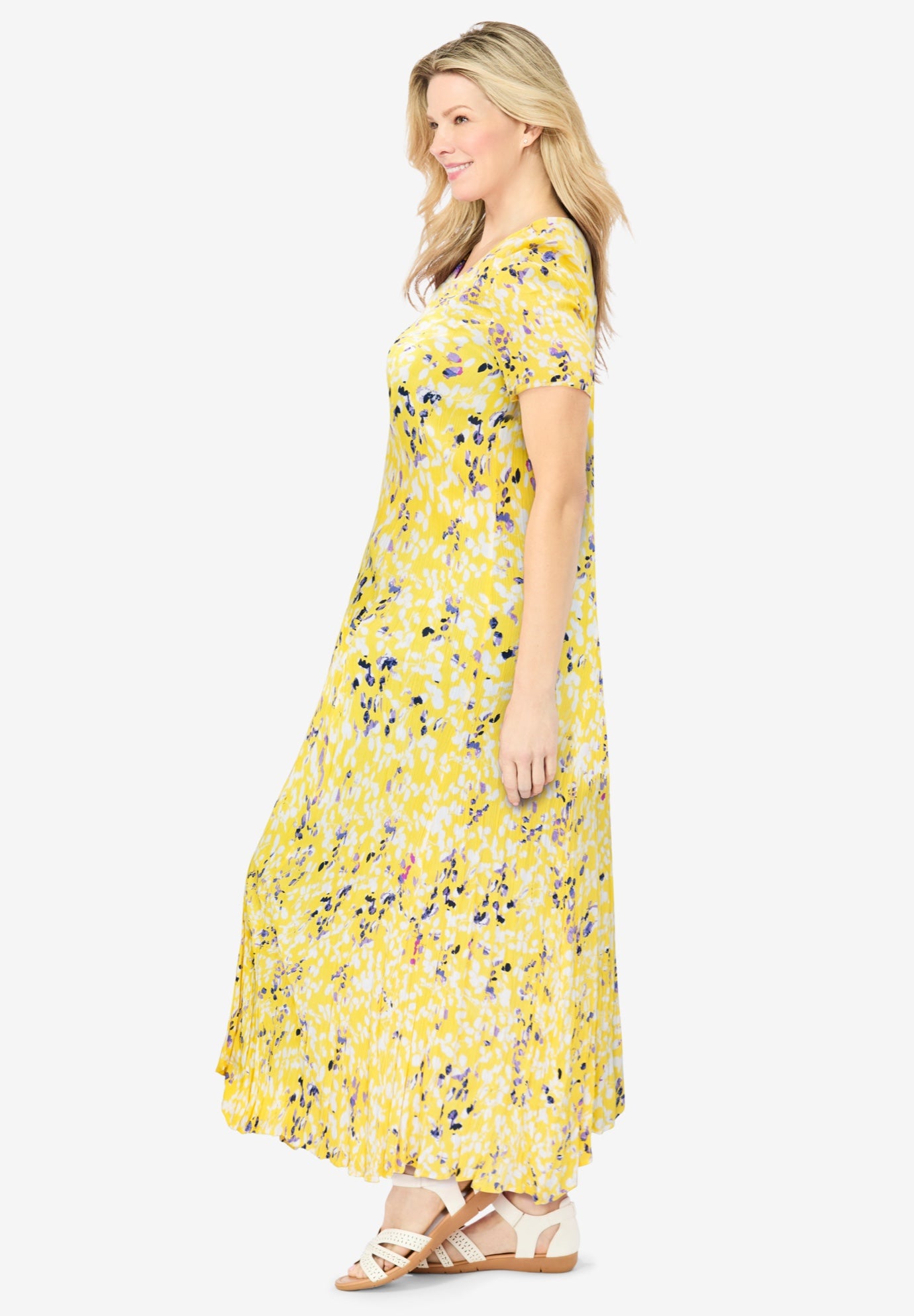 Short-Sleeve Crinkle Dress image number 2